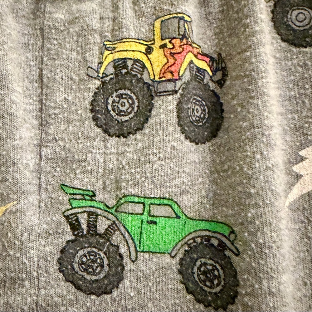 Chaser Kids Heather Gray Joggers with Colorful Monster Trucks and Lightning ⚡️⚡️ - Picture 5 of 7